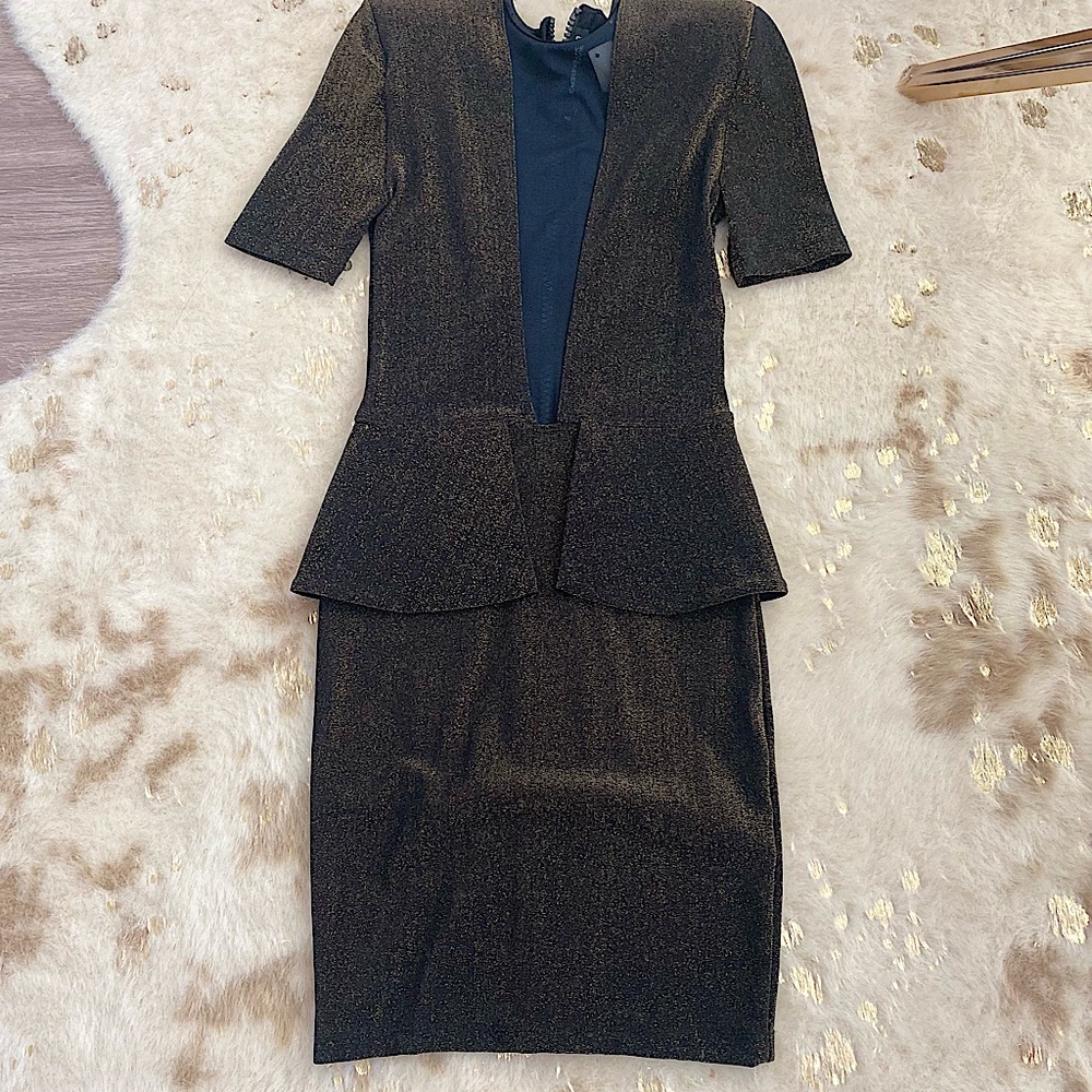 Free with dress purchase (bundle only). Sexy Black/Gold Peplum Dress